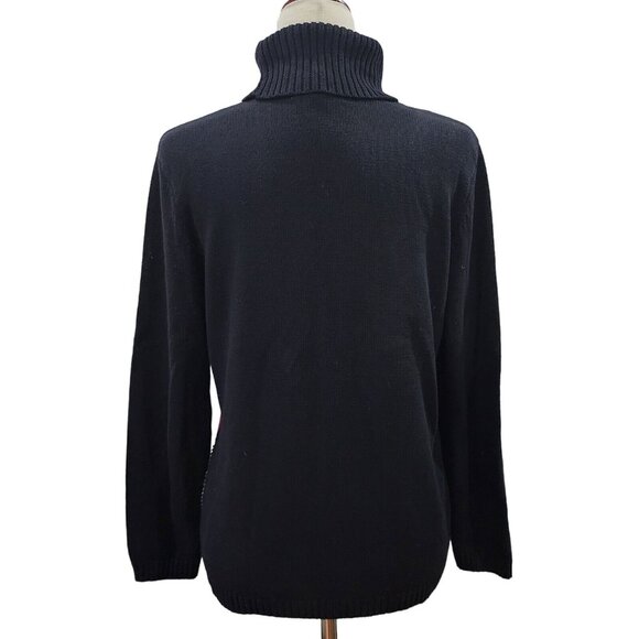 Karen Scott Petites Cotton Color Block Turtleneck Sweater Black And Red Size Pm - Picture 10 of 11